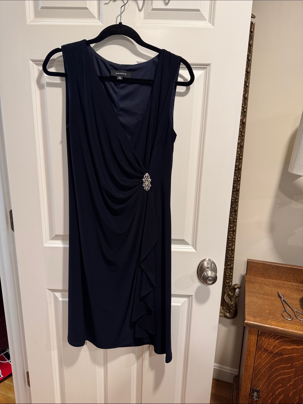 R&M Richards Navy Sleeveless Shift Dress